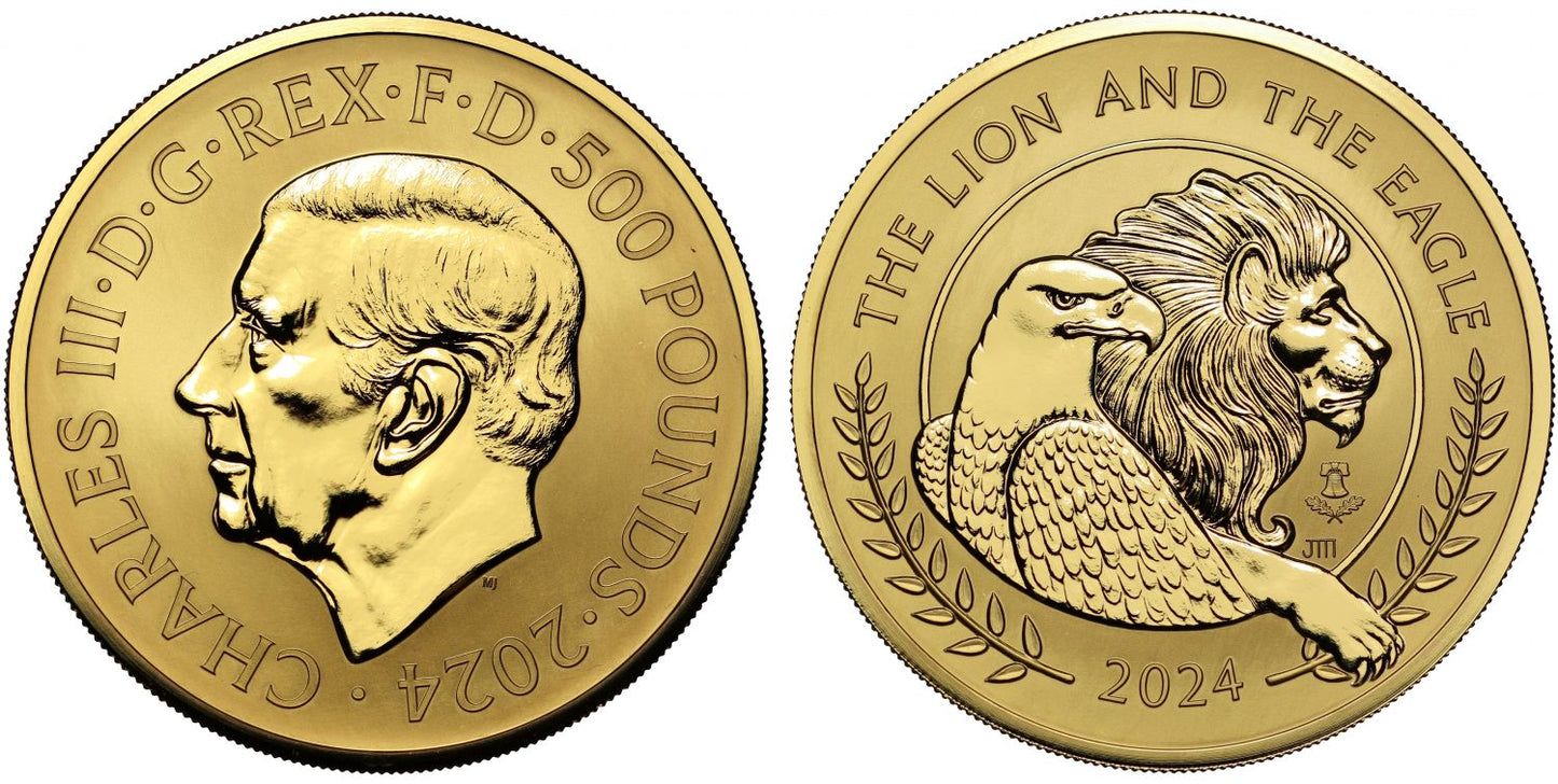 * Charles III 2024 gold RP70 5oz Lion and Eagle