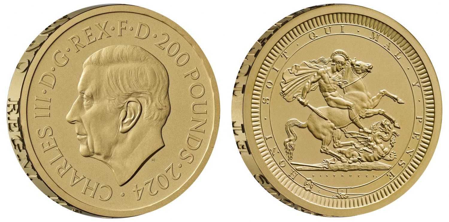 Charles III 2024 Gold 2oz PF70 Matte St George and Dragon