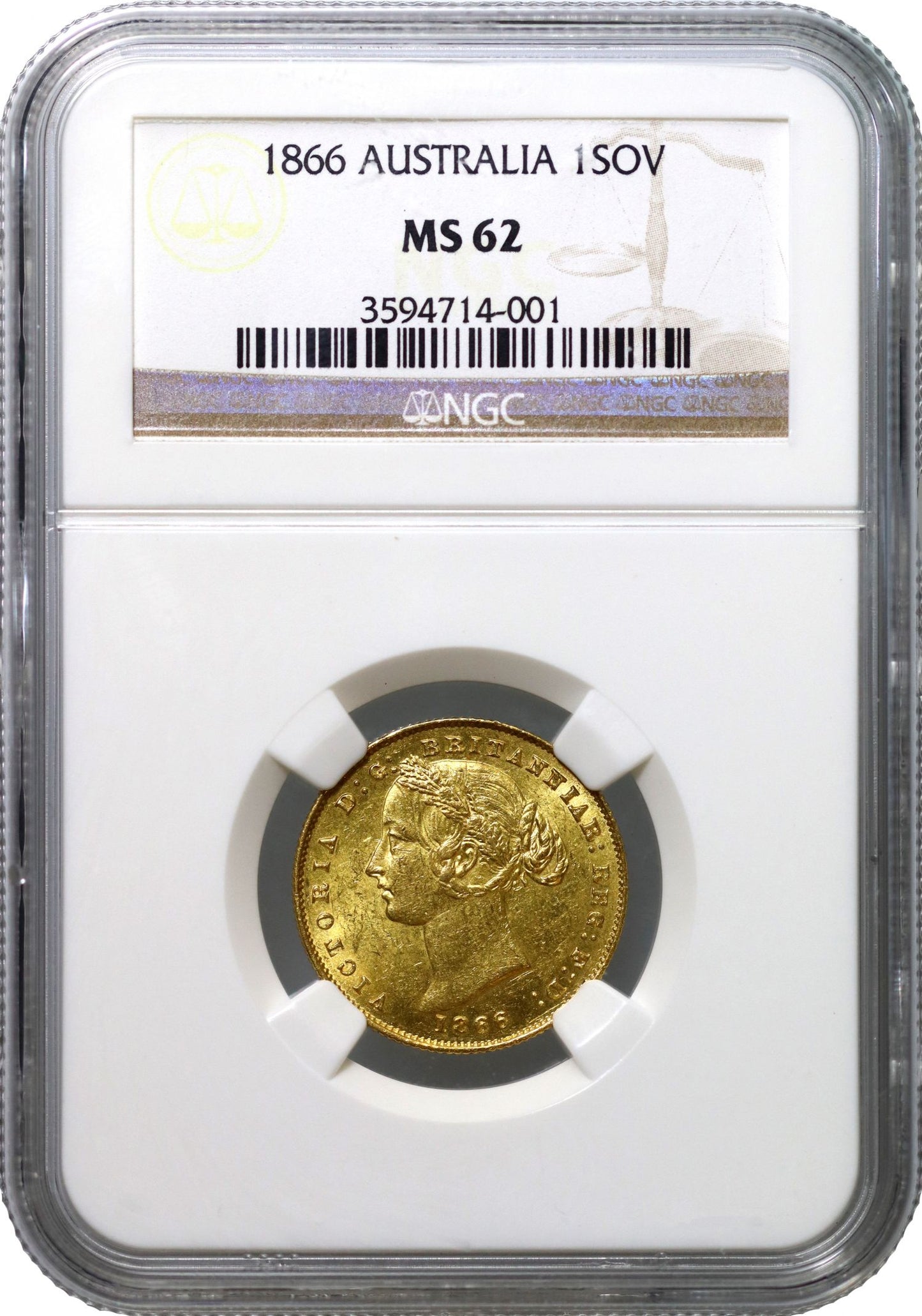 Australia, Victoria 1866 Sydney Sovereign, MS62