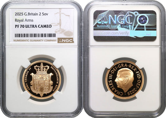 * Charles III 2025 PF70 UC Two-Pounds Royal Arms