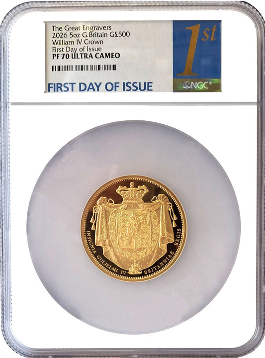 Charles III 2026 gold PF70 FDI 5oz William IV Crown PF70