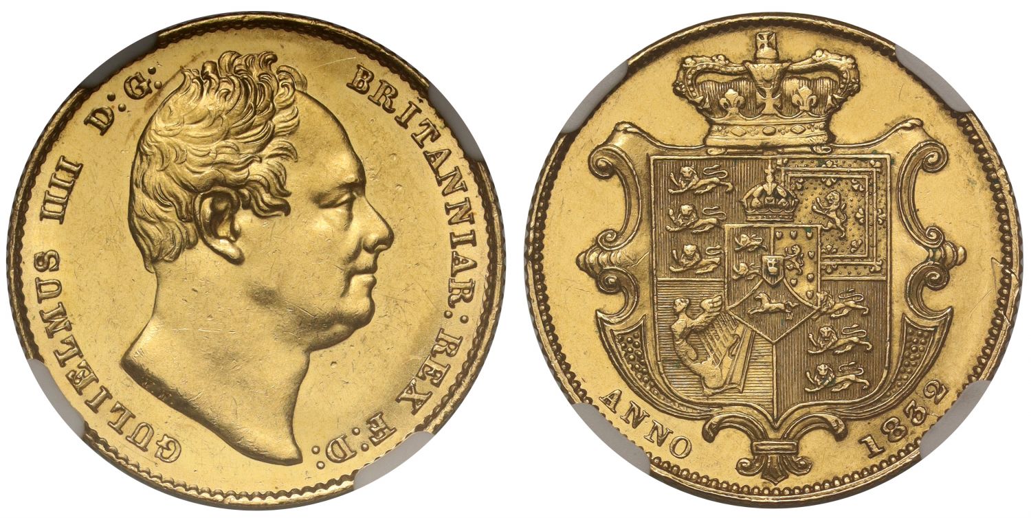 William IV 1832 Sovereign, 2nd bust, MS61