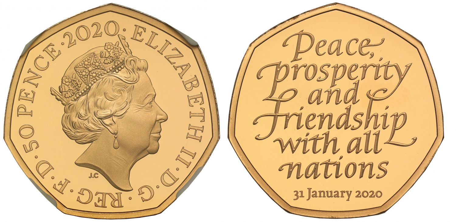 Elizabeth II 2020 PF70 gold Piedfort 50p Brexit - One of first 150 struck