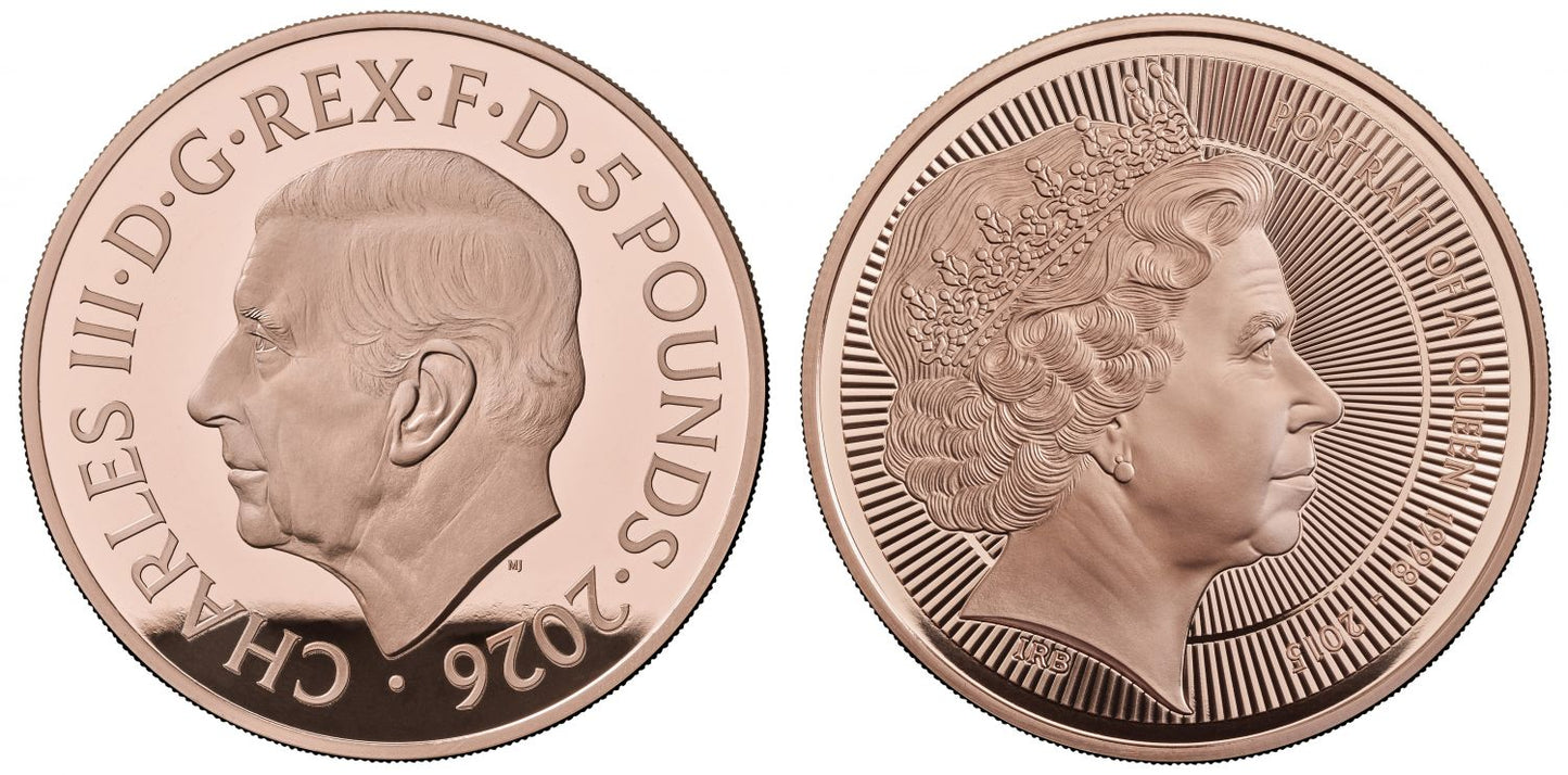 Charles III 2026 gold proof £5 QEII Fourth Effigy