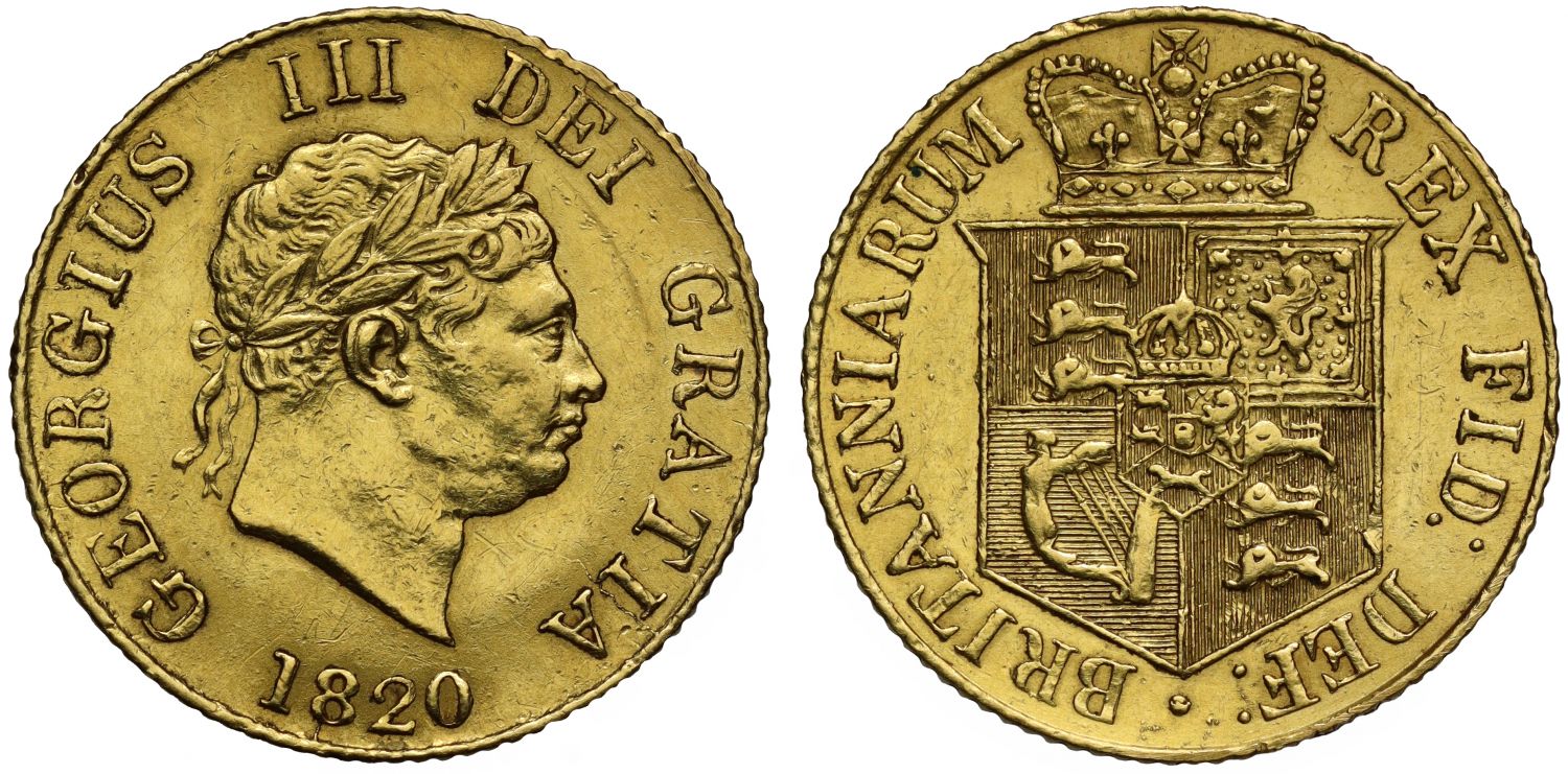 George III 1820 Half-Sovereign, final year for reign