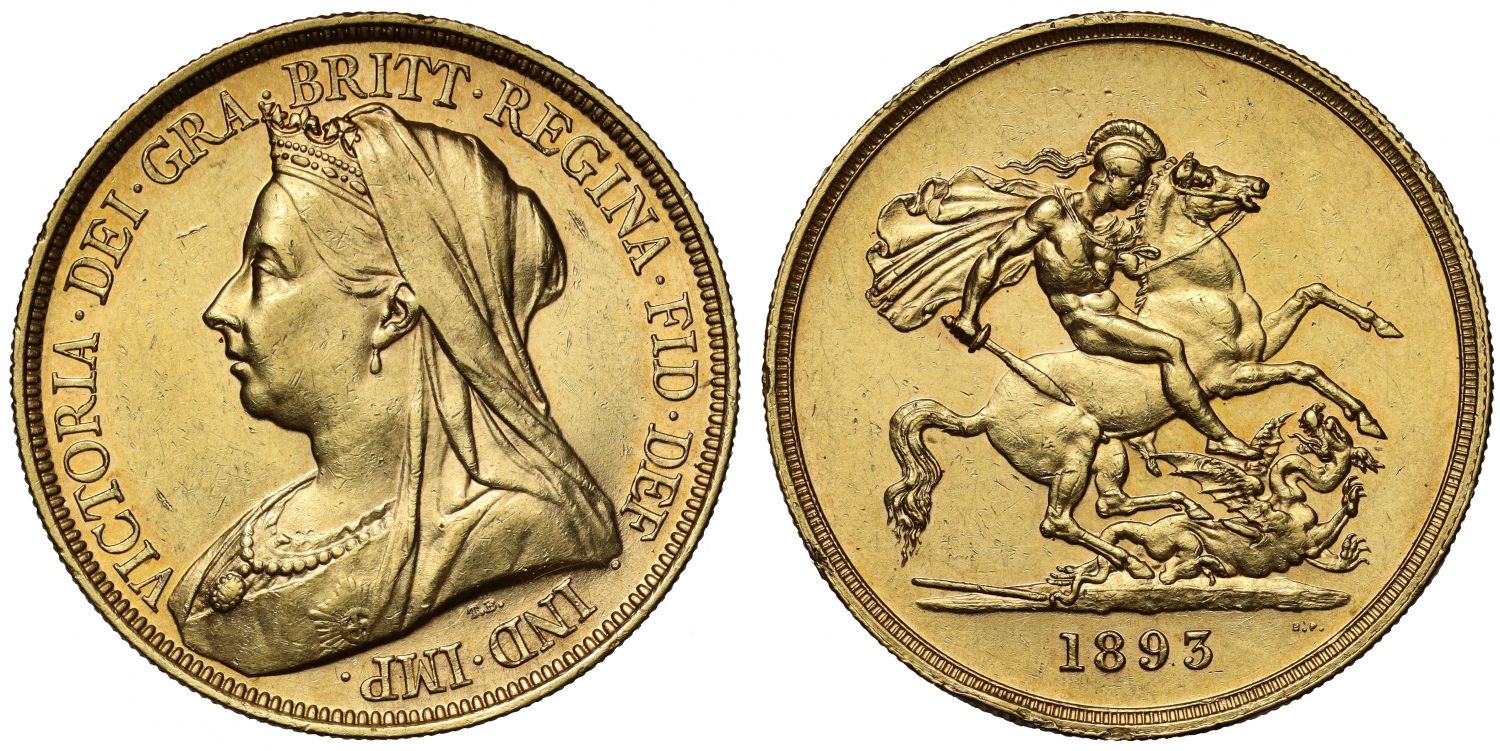 Victoria 1893 Five-Pounds, old head, one year only type