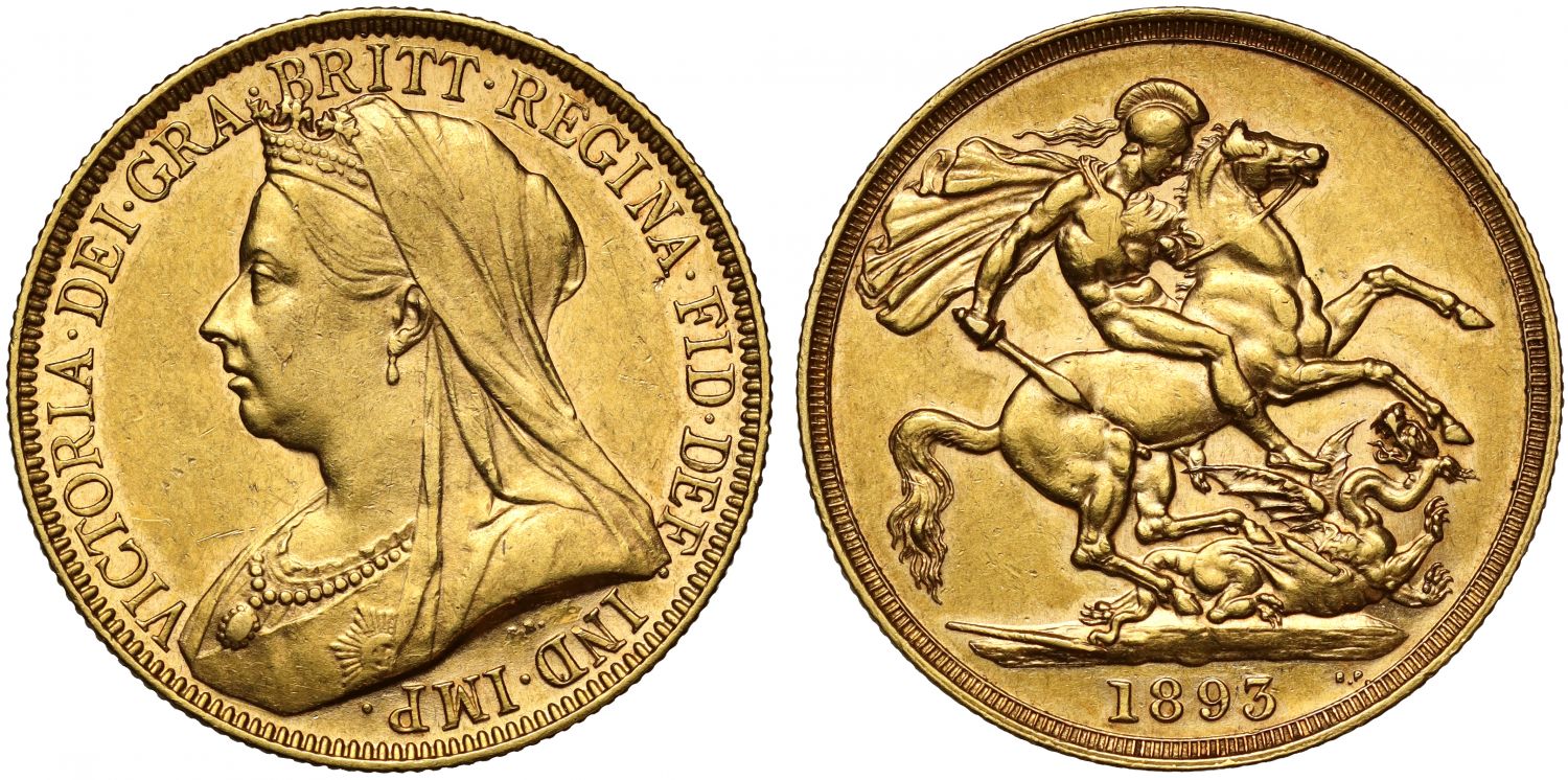 Victoria 1893 Two-Pounds, old head, one year only type