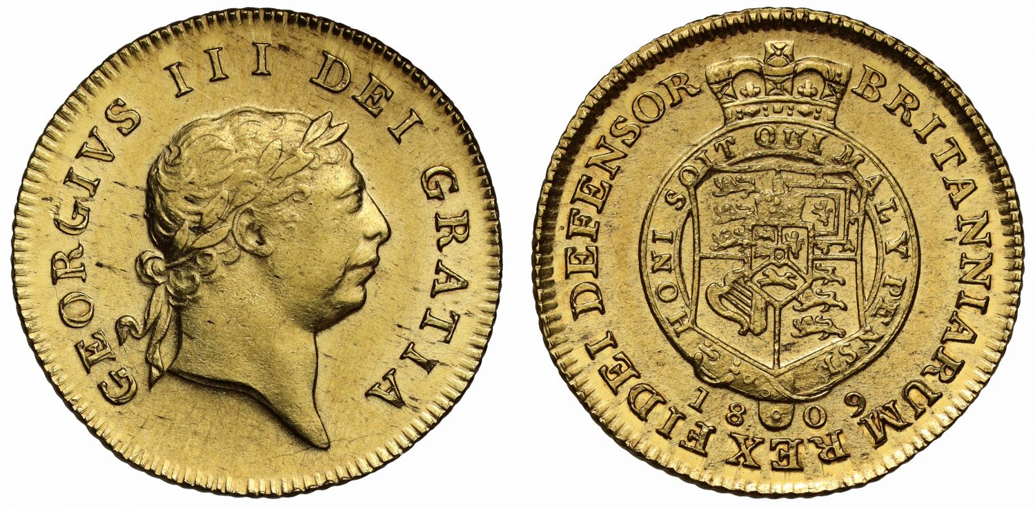 George III 1809 Half-Guinea, 7th head
