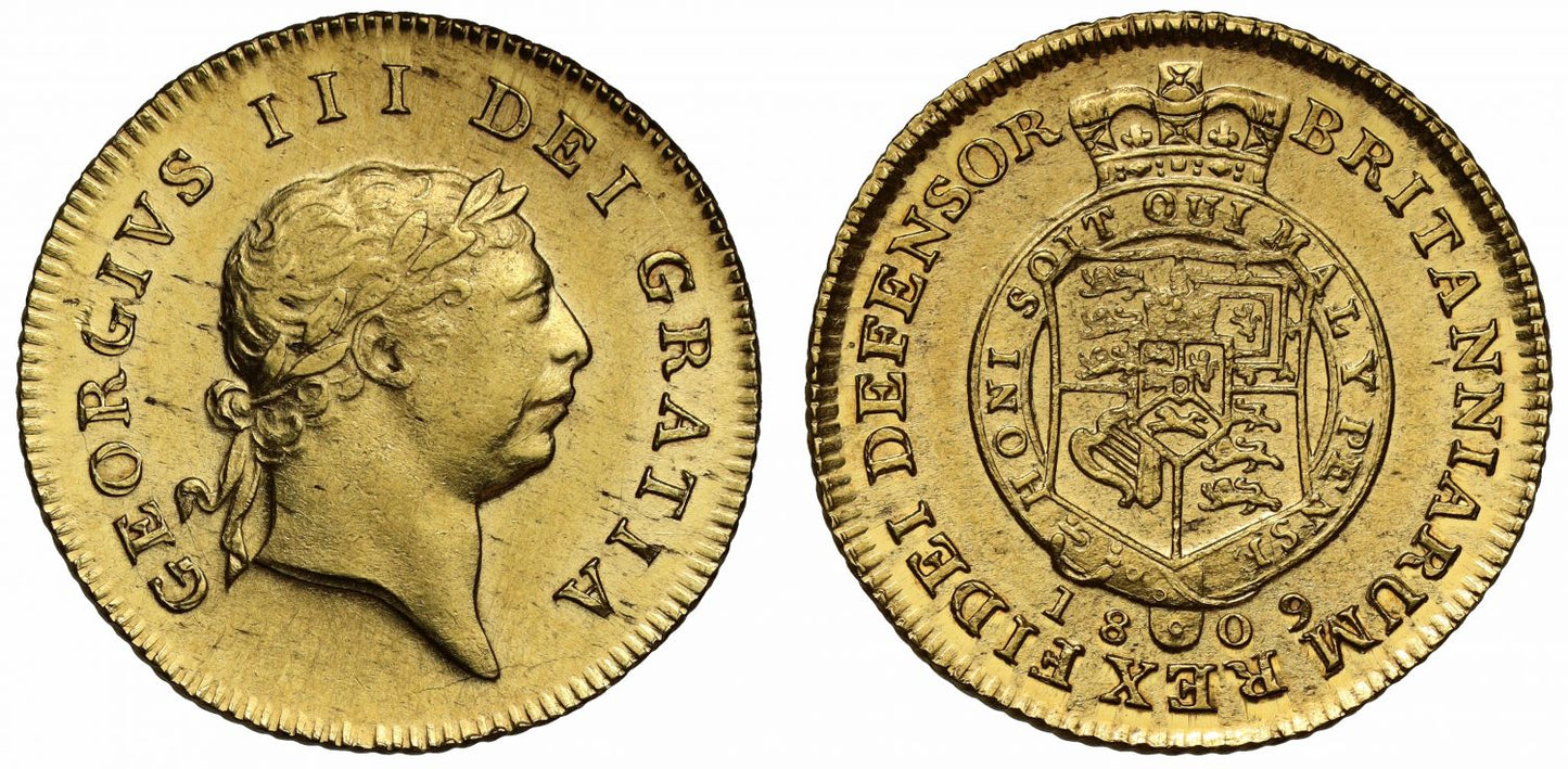 George III 1809 Half-Guinea, 7th head