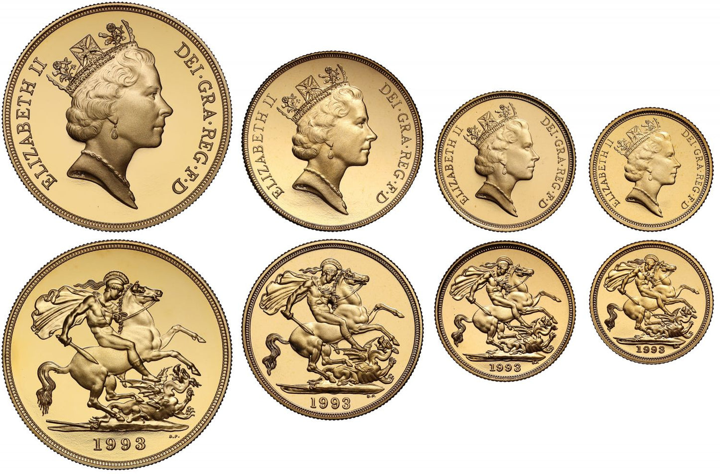 Elizabeth II 1993 4-coin proof Sovereign Set Pistrucci Centenary