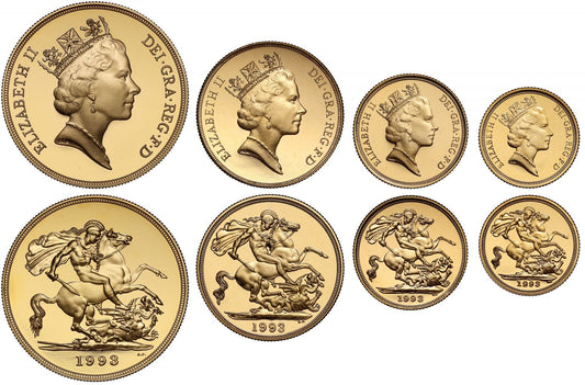 Elizabeth II 1993 4-coin proof Sovereign Set Pistrucci Centenary