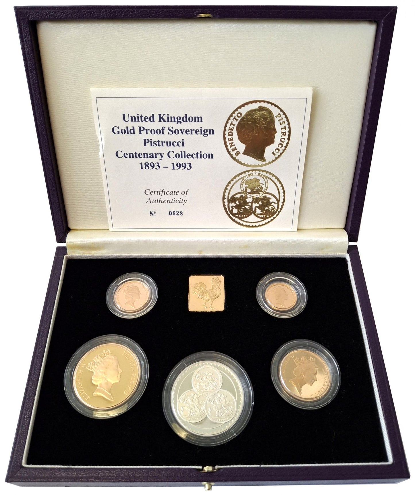 Elizabeth II 1993 4-coin proof Sovereign Set Pistrucci Centenary