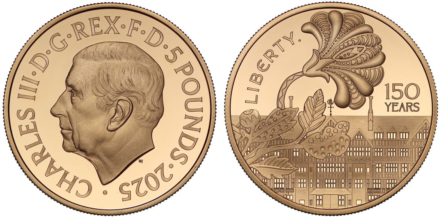 Charles III 2025 gold proof Five-Pounds '150 years of Liberty', low mintage