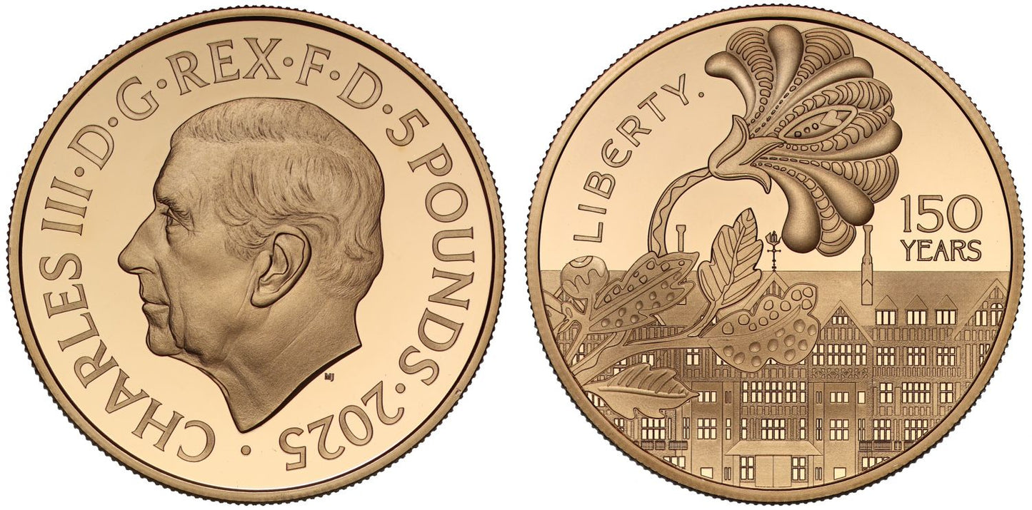 Charles III 2025 gold proof Five-Pounds '150 years of Liberty', low mintage