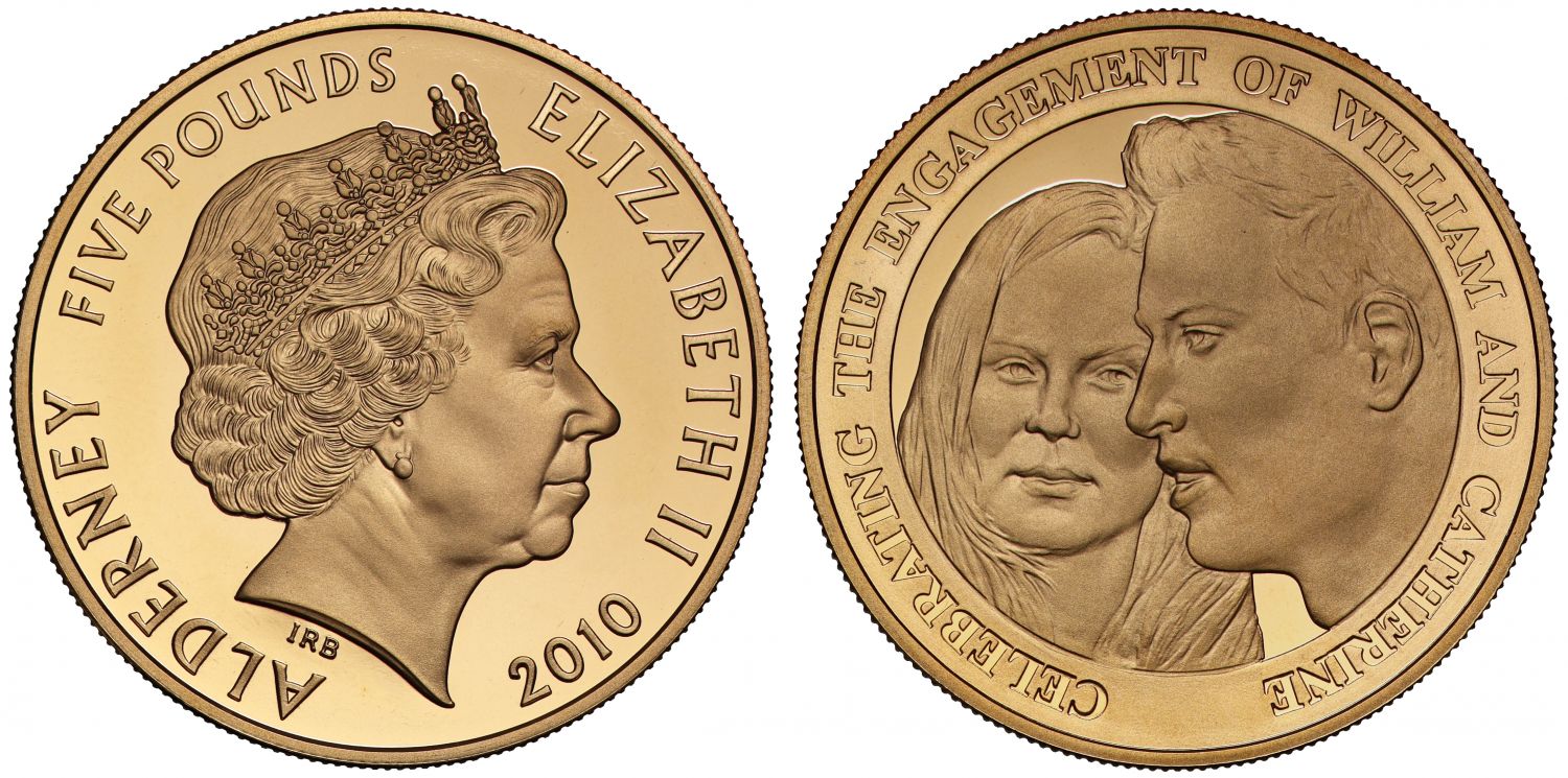 Alderney Royal Mint 2010 gold proof £5 Royal Engagement
