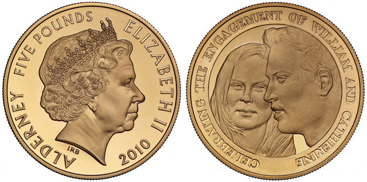 Alderney Royal Mint 2010 gold proof £5 Royal Engagement