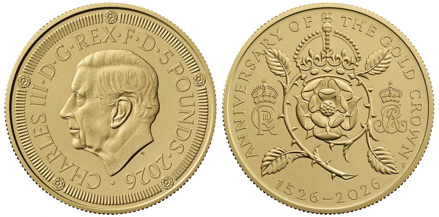 Charles III 2026 gold proof £5, 500 years of the Crown