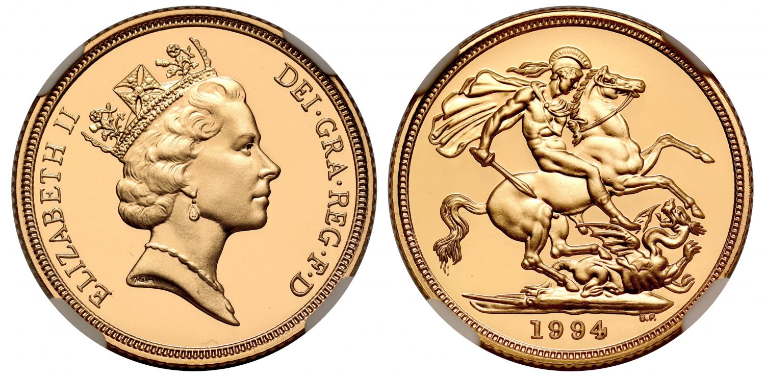 Elizabeth II 1994 proof Sovereign PF70 UCAM