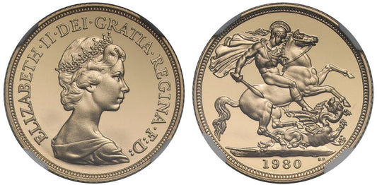 Elizabeth II 1980 PF70 UCAM gold Sovereign