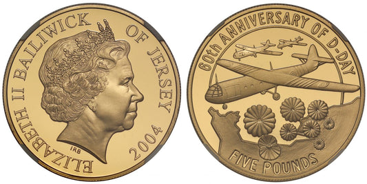 Jersey 2004 PF70 UC gold Five-Pounds DDay Anniversary, Royal Mint