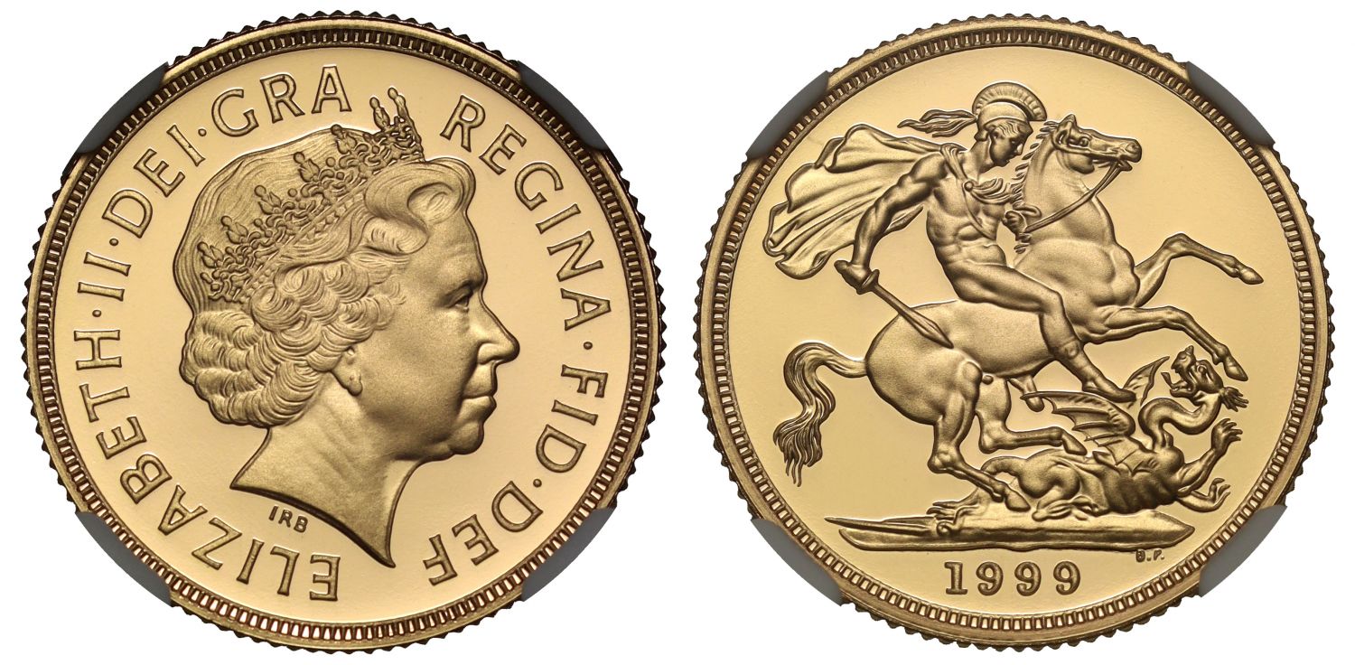 Elizabeth II 1999 PF70 UCAM gold Sovereign