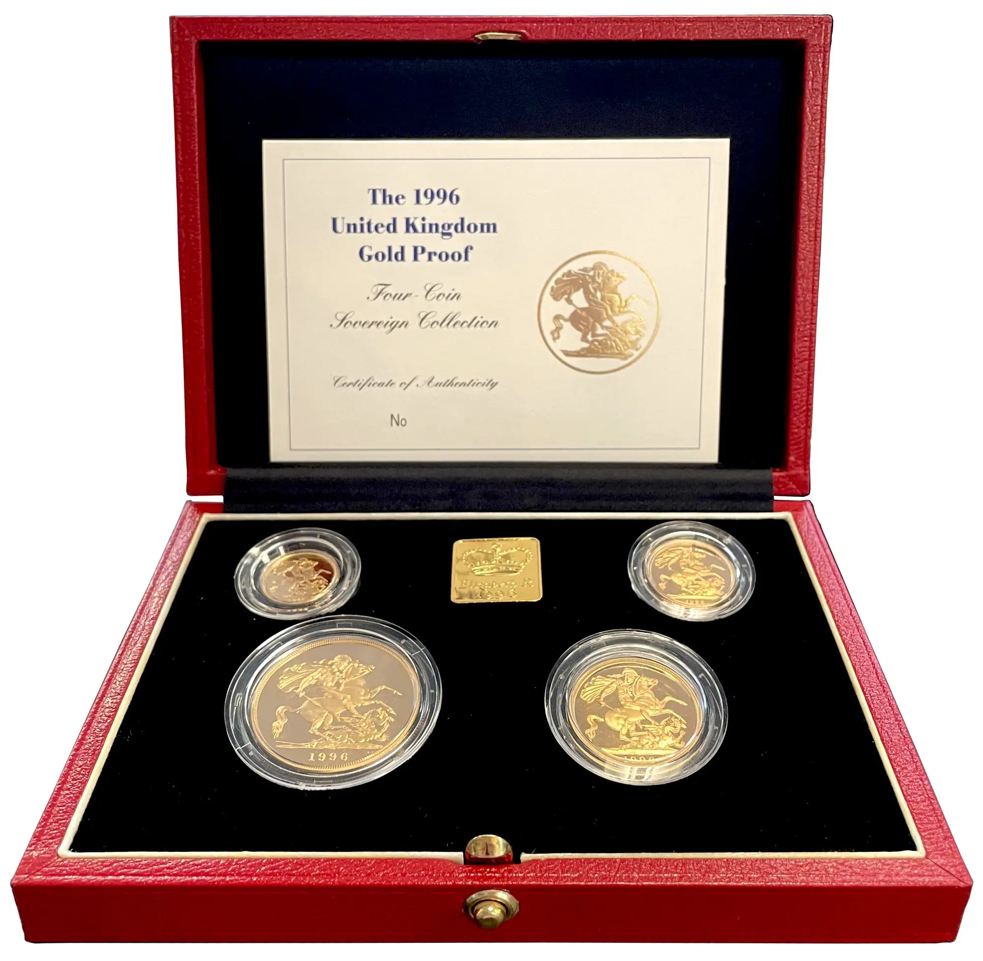 Elizabeth II 1996 gold proof 4-coin Set Sovereign Collection