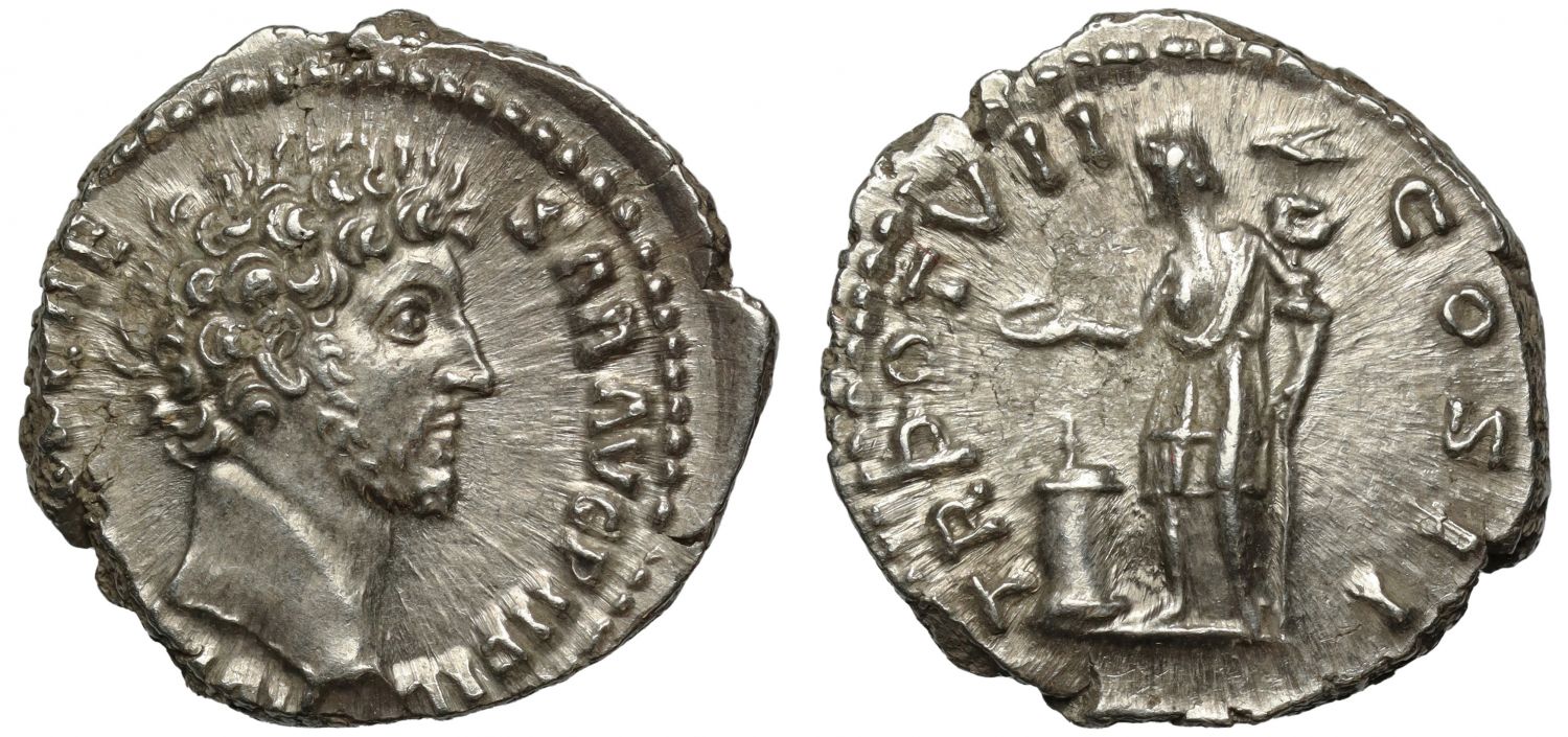 Marcus Aurelius, Silver Denarius, rev. Genius.
