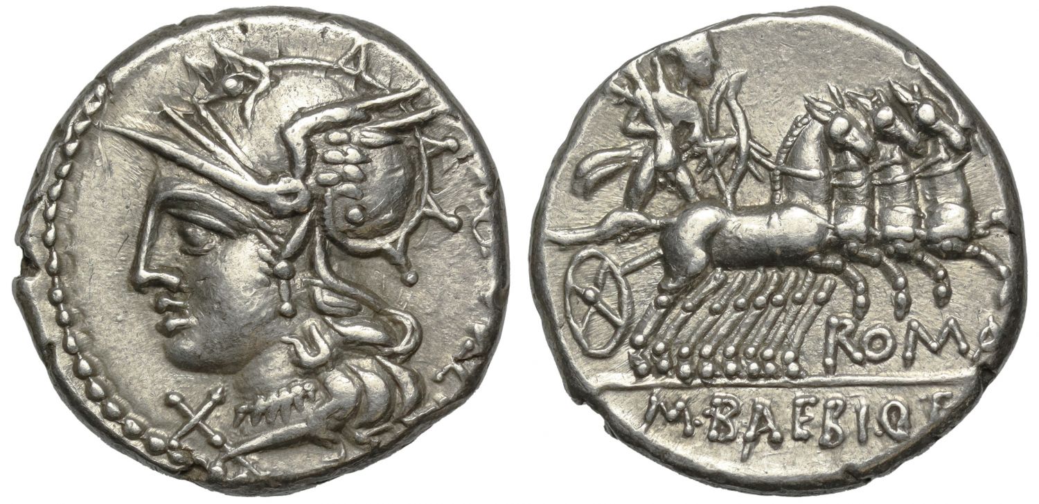 M. Baebius Tampilus, Silver Denarius, 137 BC.