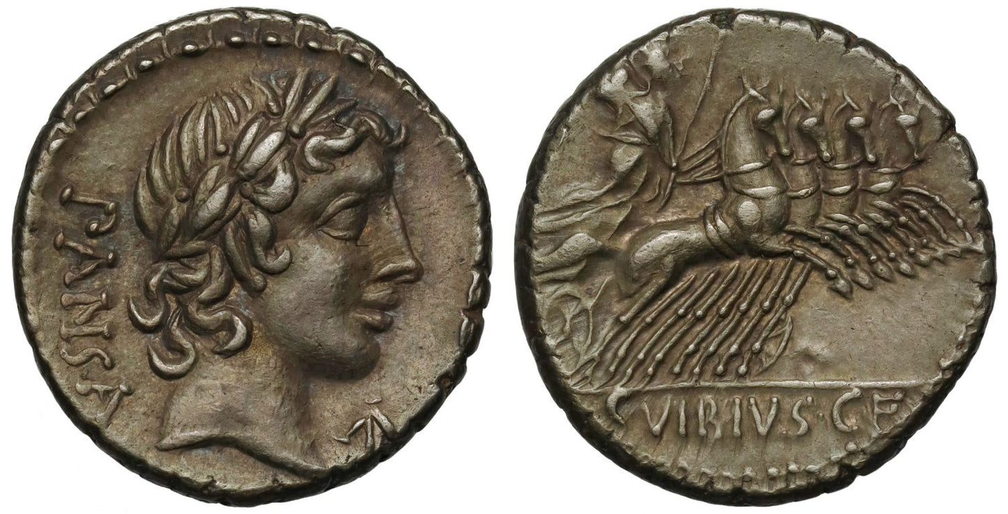 C Vibius Pansa, Silver Denarius, 90 BC.