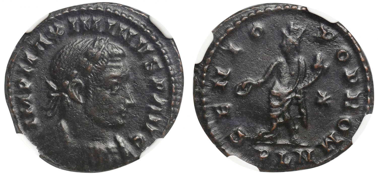 * Romano-British Interest - London Mint, Maximinus II (AD 310-313), Æ 3, London. NGC Ch XF.