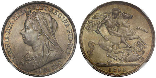 Victoria 1899 Crown, edge LXIII, MS63, ex Peh collection