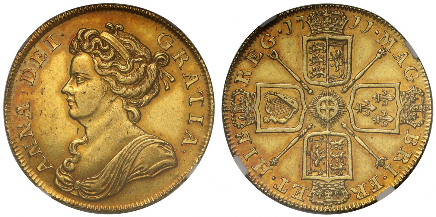 Anne 1711 Two-Guineas, draped bust, AU58, ex Margulis