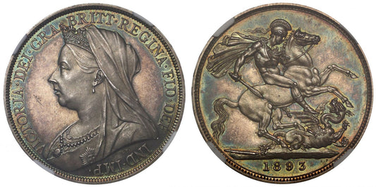 Victoria 1893 proof Crown, edge LVI, PF62 CAMEO