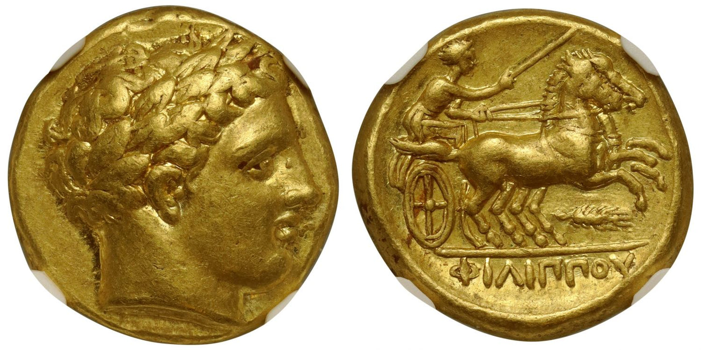 Macedon, Philip II, Gold Stater, Ch VF 5/5 4/5.