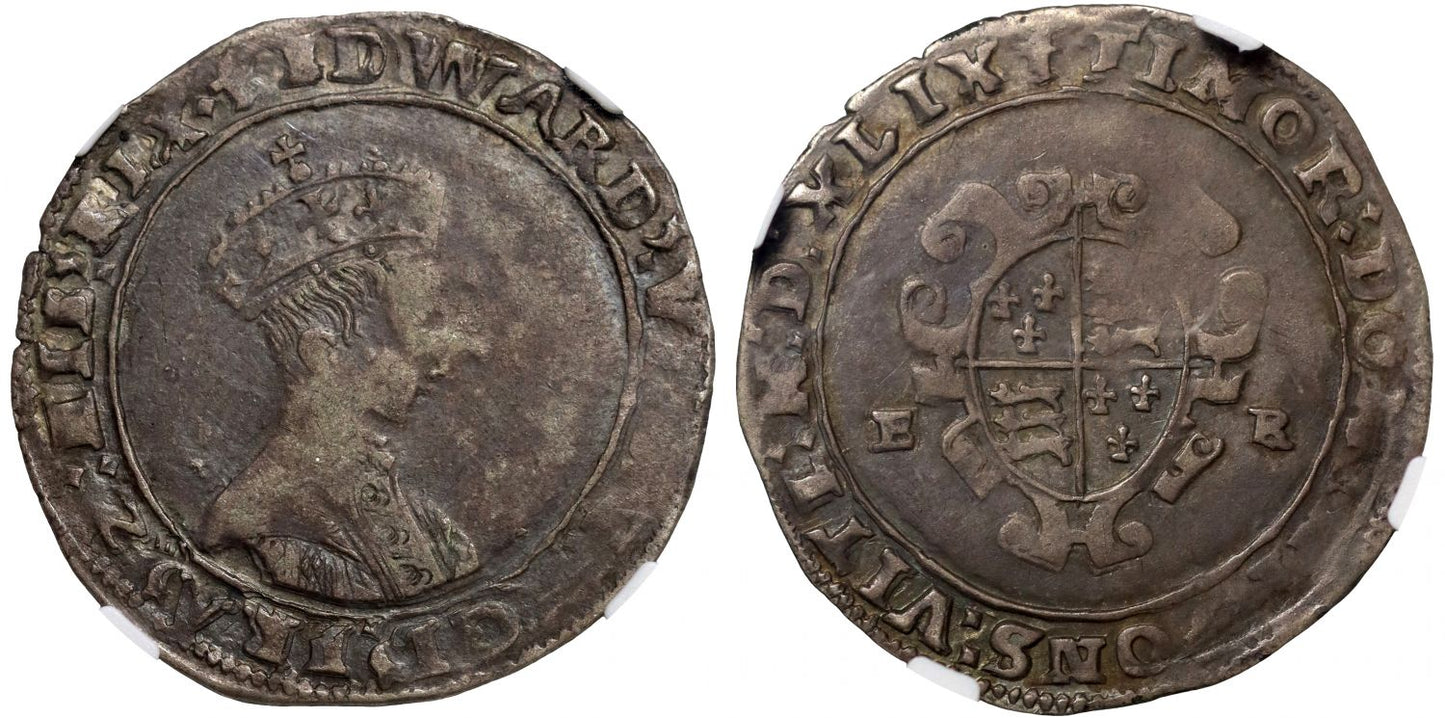 Edward VI 1549 Shilling, Canterbury, mm T, VF35, Roman numerals date, ex Burstal