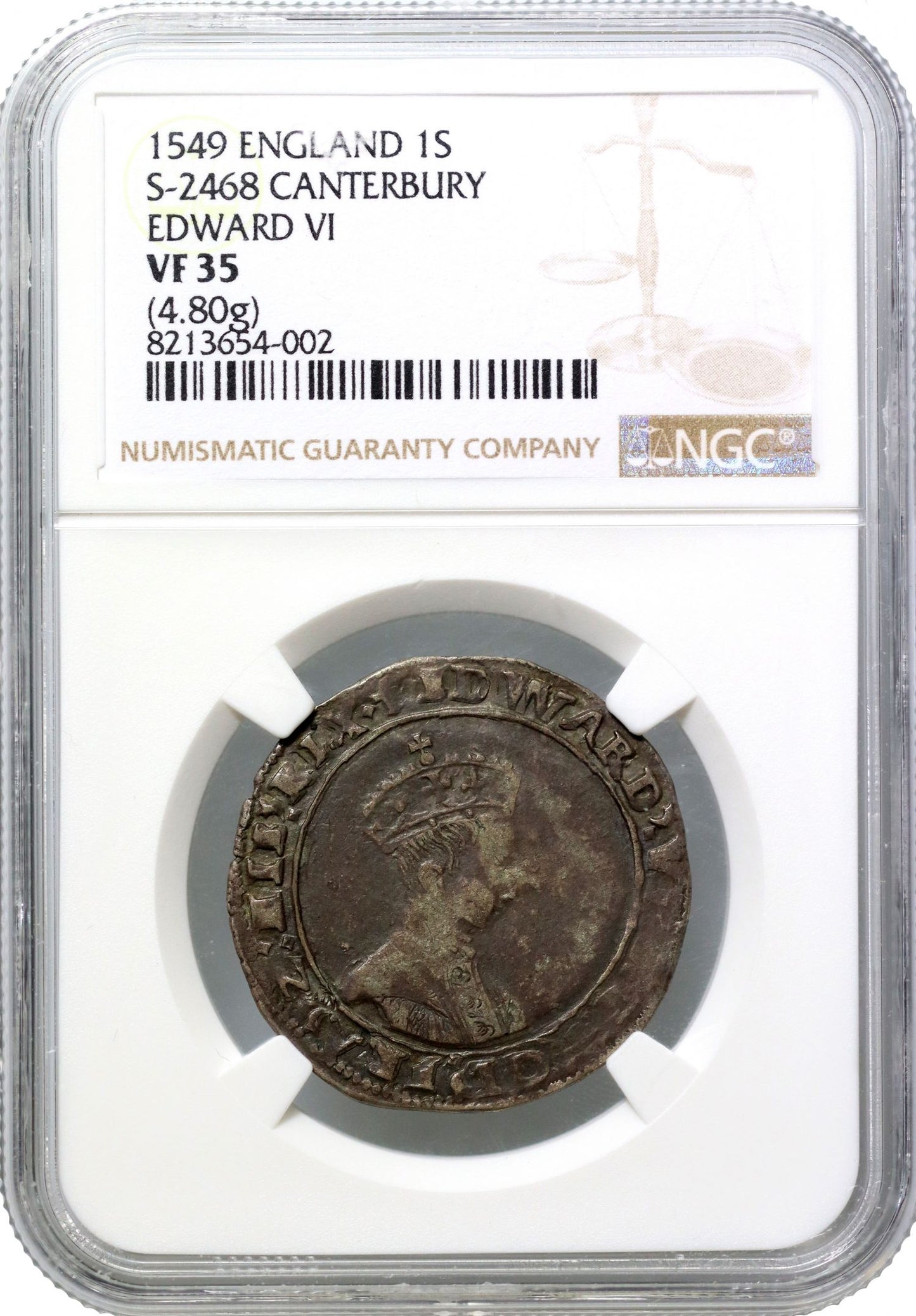 Edward VI 1549 Shilling, Canterbury, mm T, VF35, Roman numerals date, ex Burstal