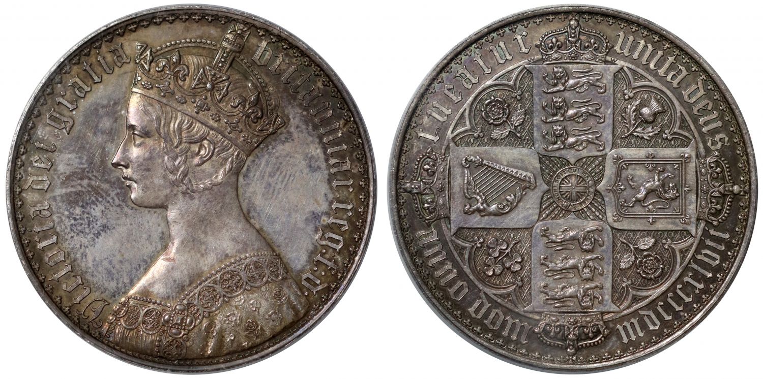 Victoria 1847 proof Gothic Crown, PR63, lettered edge