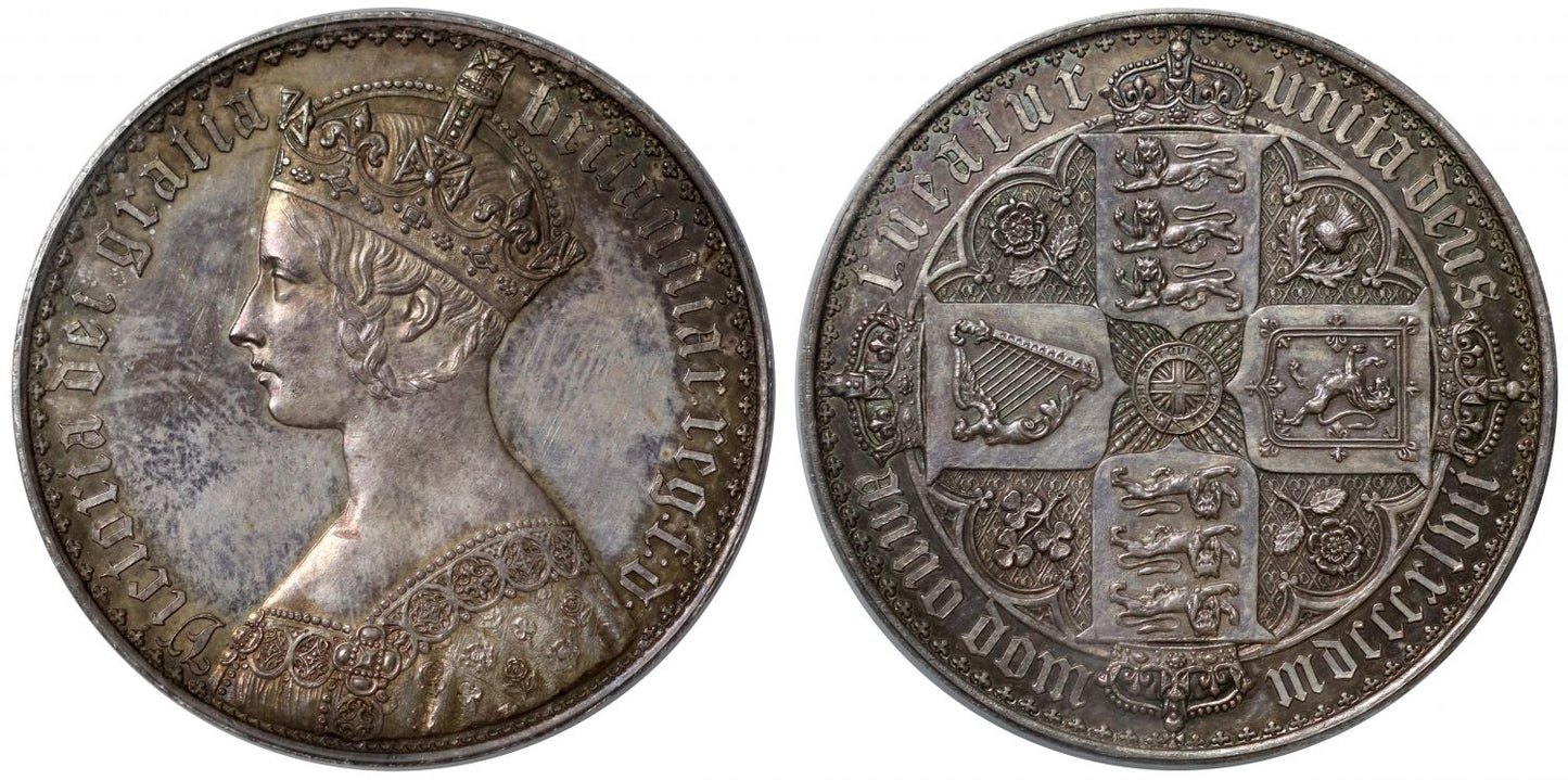 Victoria 1847 proof Gothic Crown, PR63, lettered edge