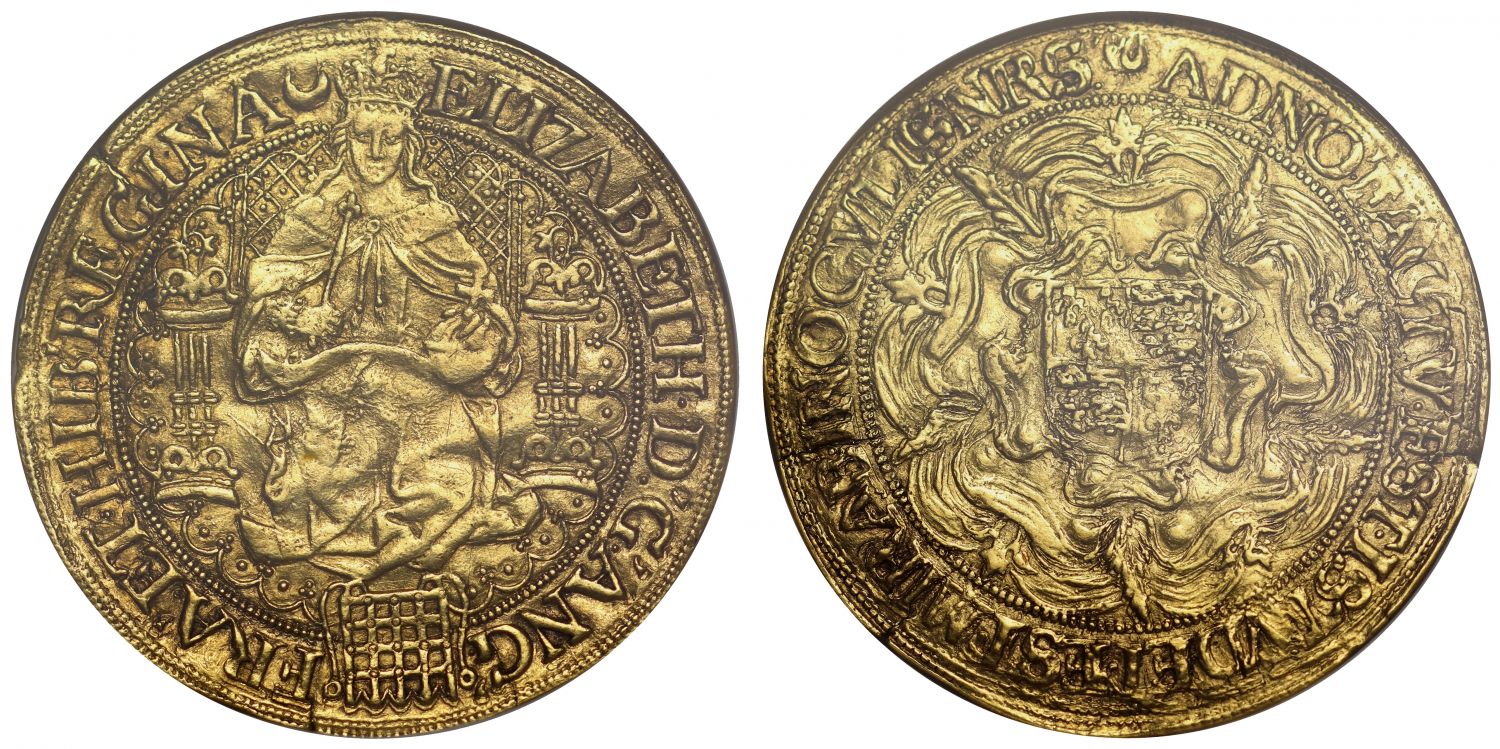 Elizabeth I Sovereign, sixth issue, mm crescent (1587-89), AU53