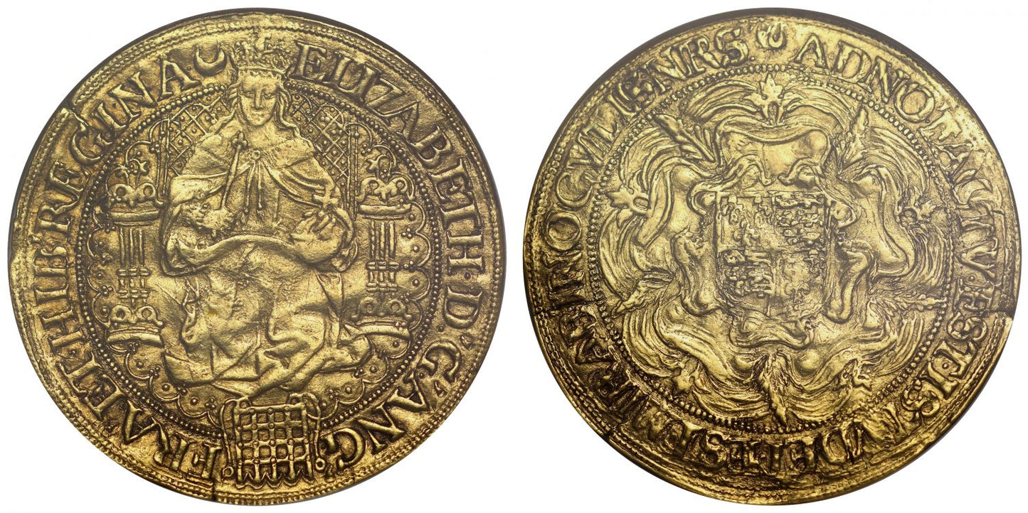 Elizabeth I Sovereign, sixth issue, mm crescent (1587-89), AU53
