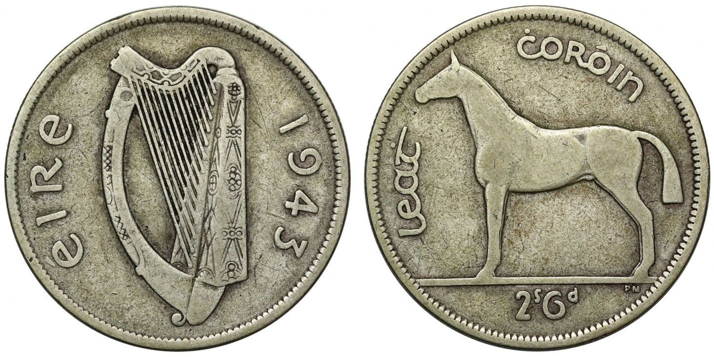 Ireland, 1943 Halfcrown, rarest date for the Republic issue currency halfcrown