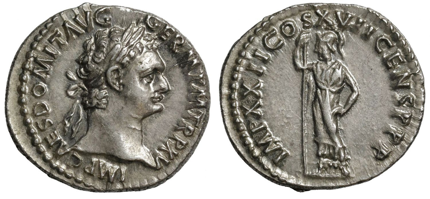 Domitian, Silver Denarius, rev. Minerva.