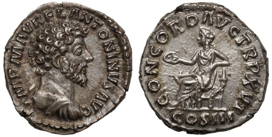 Marcus Aurelius, Denarius, rev. Concordia.