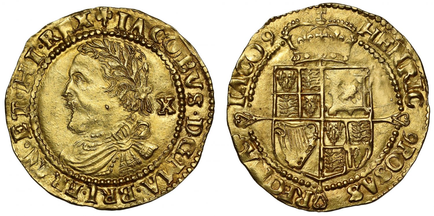 James I Half-Laurel, 3rd coinage, 4th bust, mm trefoil