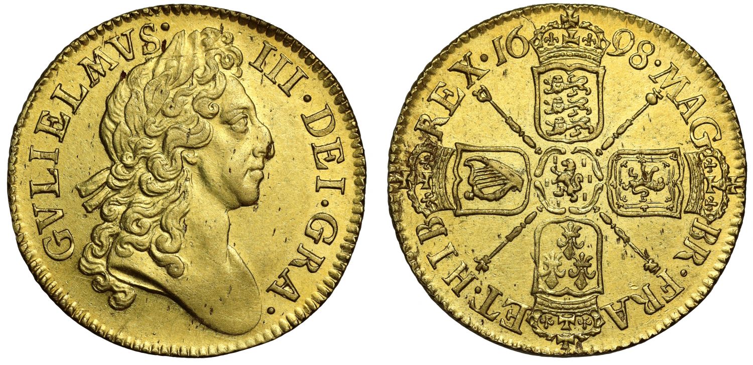 William III 1698 Guinea, 2nd laureate head
