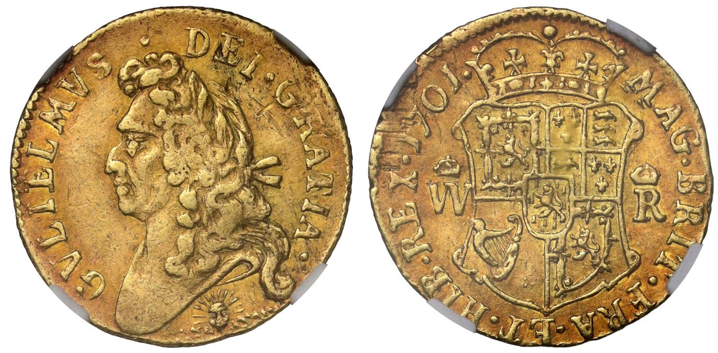 Scotland, William II 1701 Half-Pistole, XF45, the last gold coinage of Scotland
