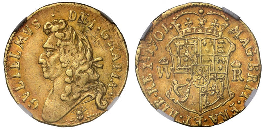 Scotland, William III 1701 Half-Pistole, XF45, the last gold coinage of Scotland