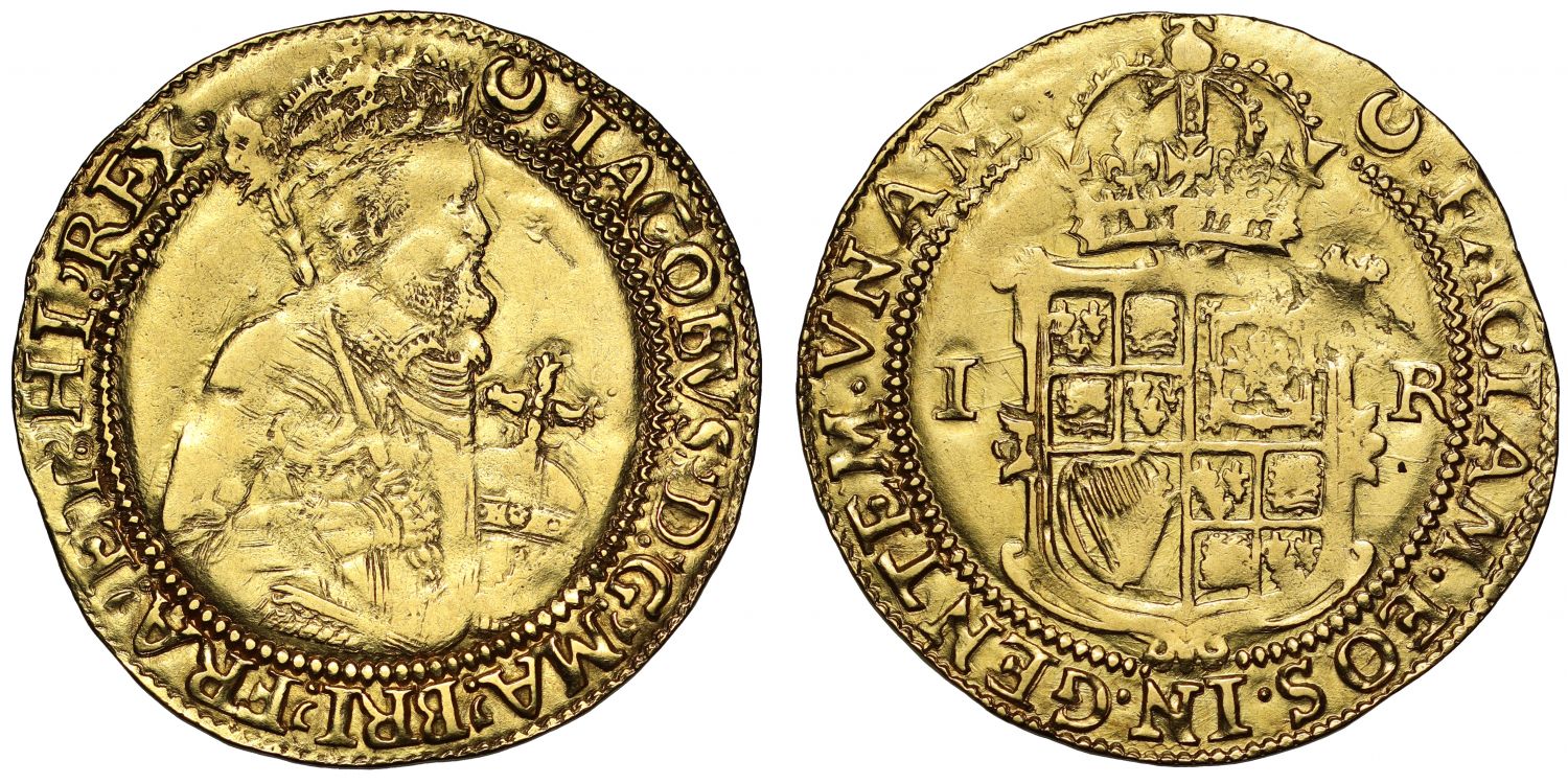 James I Unite, 2nd coinage, mm crescent, very rare mm