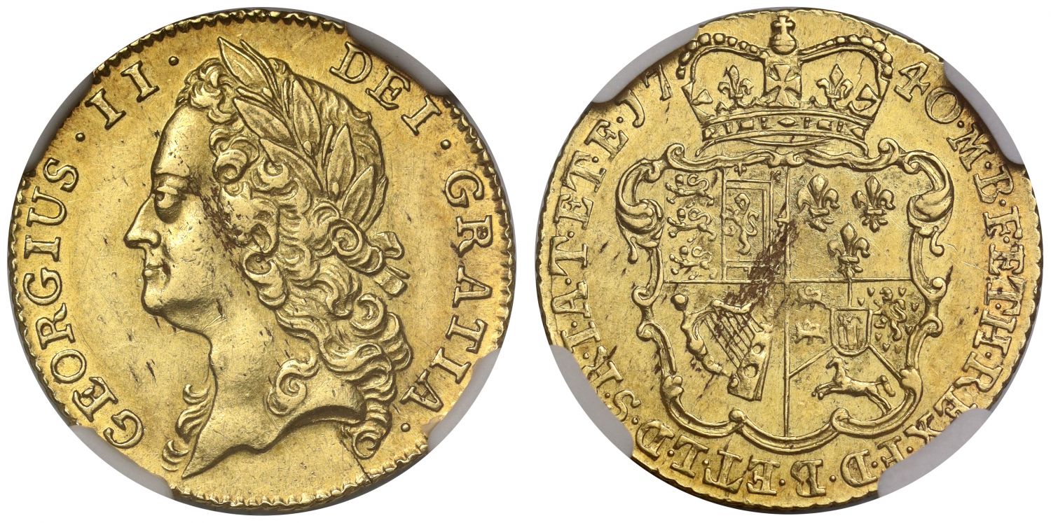 George II 1740 Half-Guinea intermediate head MS61, extremely rare date