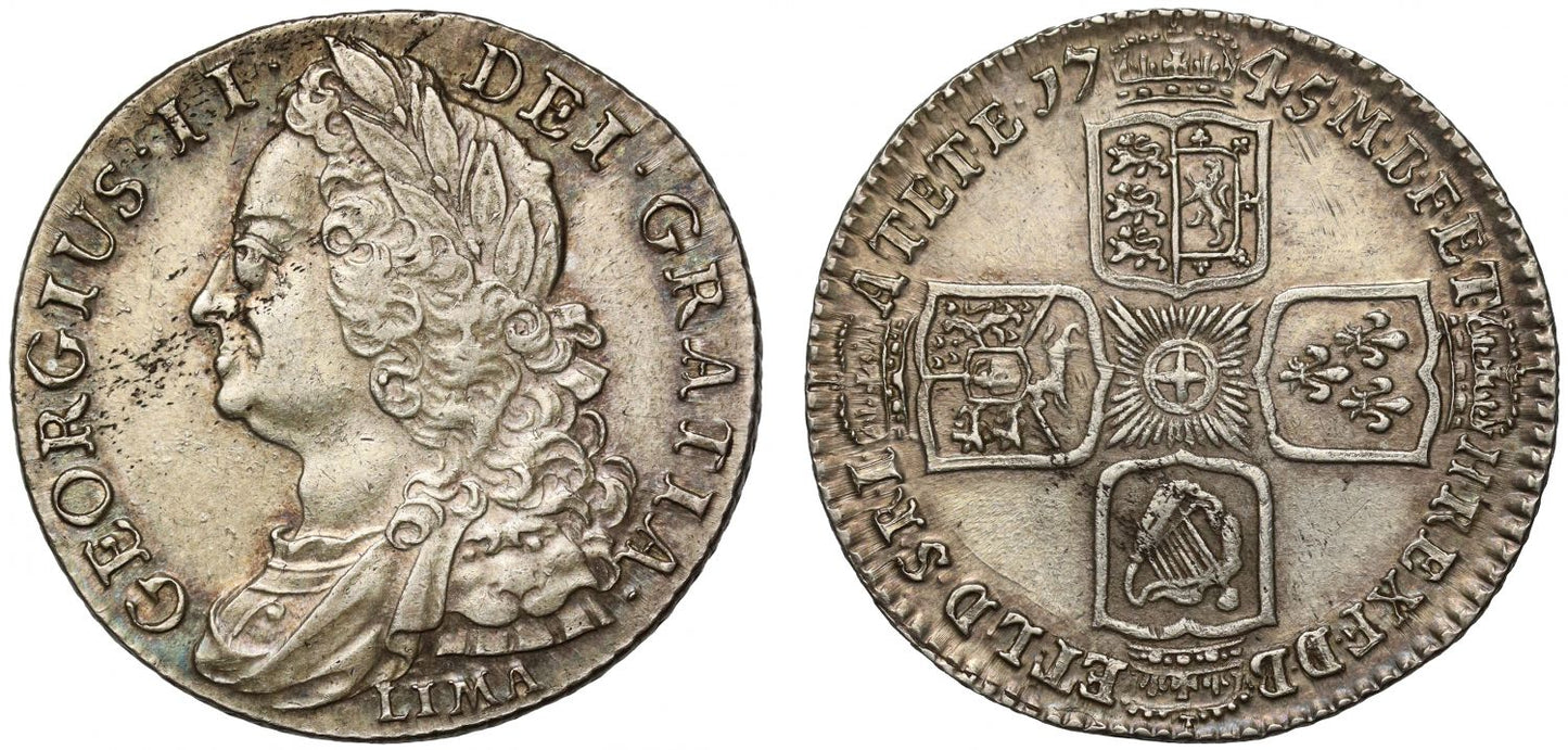 George II 1745 LIMA Shilling, struck from captured treasure